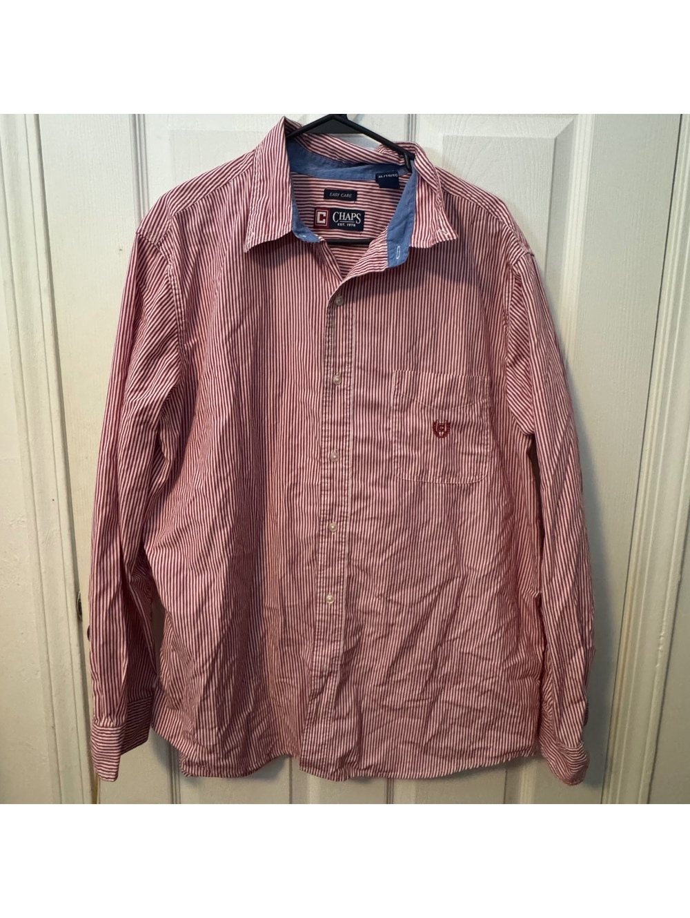 Chaps Men's XL Red and White Striped Long Sleeve